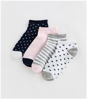 Pack of 4 Multicolour Patterned Trainer Socks New Look