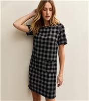 Women's Black Check T-Shirt Mini Dress New Look