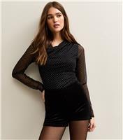 Women's Black Velvet High Waisted Shorts New Look