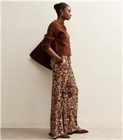 Women's Brown Tiger Print Wide Leg Trousers New Look
