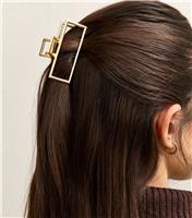 Gold Tone Rectangular Open Hair Claw Clip New Look