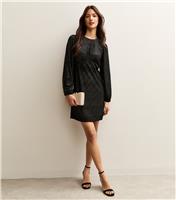 Women's Black Sparkly Animal Pattern Mini Dress New Look