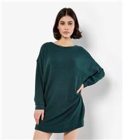 Women's Dark Green Honeycomb Oversized Dress Apricot New Look