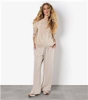 Women's Stone Large Crochet Floral Jumper Apricot New Look