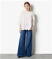 Women's White Mini Flower Bell Sleeve Top Apricot New Look