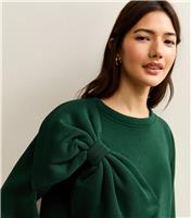 Women's Green Bow Applique Oversized Jumper Gini London New Look