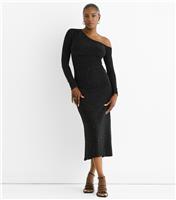 Women's Black Shimmery Embellished Jersey Midi Dress Gini London New Look