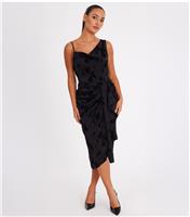 Women's Black Satin Cowl Neck Midi Dress Quiz New Look