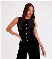 Women's Black Velvet Waistcoat Quiz New Look