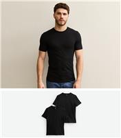 Men's Pack of 2 Black Muscle Fit Crew Neck T-Shirts New Look