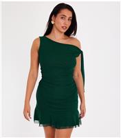 Women's Dark Green Glitter Mesh Mini Dress Quiz New Look