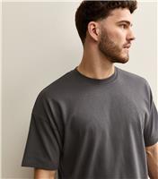 Men's Dark Grey Boxy Crew Neck Heavyweight T-Shirt New Look