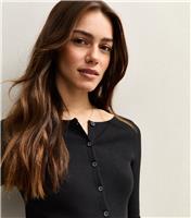 Women's Petite Black Long Sleeve Button Through Top New Look