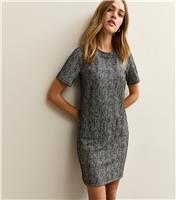 Women's Grey Abstract Pattern T-Shirt Mini Dress New Look