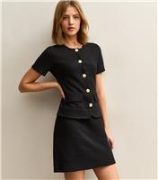 Women's Black Sparkly Jacquard 2 In 1 Mini Dress New Look