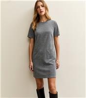 Women's Grey Check T-Shirt Mini Dress New Look