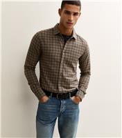 Men's Brown Regular Long Sleeve Checked Shirt Only and Sons New Look