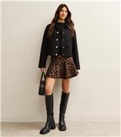 Women's Brown Animal Print Mini Skater Skirt New Look