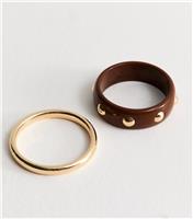 Pack Of 2 Gold Tone Chunky Resin Bangles New Look