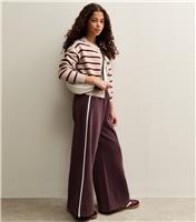 Girls' Dark Brown Side Stripe Wide Leg Trousers New Look