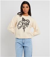 Women's Cream Floral Embrroidery Jumper Urban Bliss New Look