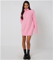 Women's Light Pink Roll Neck Mini Jumper Dress Urban Bliss New Look