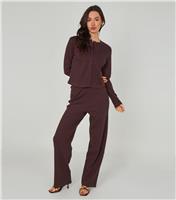 Women's Brown Ribbed Wide Leg Trouser Urban Bliss New Look