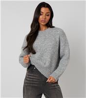 Women's Light Grey Brushed Knit Relaxed Jumper Urban Bliss New Look