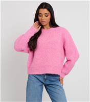Women's Pink Brushed Knit Relaxed Jumper Urban Bliss New Look