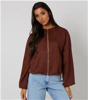 Women's Rust Faux Suede Bubble Hem Jacket Urban Bliss New Look