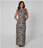 Women's Black Ribbed Animal Print Maxi Dress Urban Bliss New Look