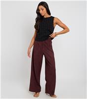 Women's Dark Brown Faux Suede Wide Leg Trousers Urban Bliss New Look