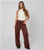 Women's Brown Faux Suede Wide Leg Trousers Urban Bliss New Look