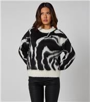Women's Black Zebra Pattern Jumper Urban Bliss New Look