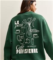 Women's Green Le Petit Cafe Logo Print Sweatshirt New Look