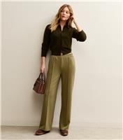 Women's Khaki Soft Touch Front Seam Joggers New Look