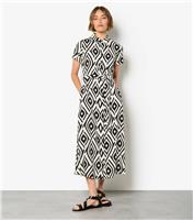 Women's Black Teardrop Print Midi Shirt Dress Apricot New Look