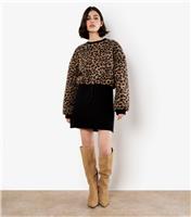 Women's Brown Leopard Boucle Jumper Apricot New Look