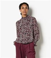 Women's Red Animal Print Long Sleeve Smocked Top Apricot New Look