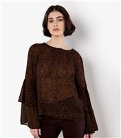 Women's Rust Paisley Print Ruffle Sleeve Blouse Apricot New Look