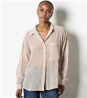 Women's Stone Chenille Sheer Oversized Shirt Apricot New Look