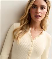 Women's Petite Cream Lightweight Henley Jumper New Look