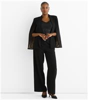 Women's Black Contrast Animal Print Lining Cape Blazer Gini London New Look