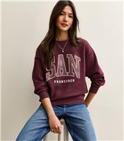 Women's Dark Burgundy San Francisco Logo Sweatshirt New Look