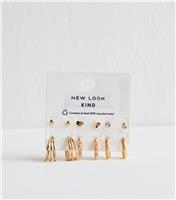 Pack of 6 Gold Tone Mini Hoop and Stud Earrings New Look