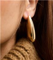 Gold Tone Long Oval Dome Drop Earrings New Look