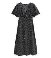 Women's Plus Size Black Polka Dot Short Sleeve Tea Midi Dress Curves New Look