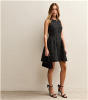 Women's Black Boucle Sleeveless Mini Dress New Look