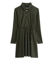 Women's Khaki Button Through Collared Mini Dress New Look