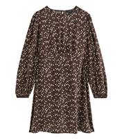 Women's Plus Size Brown Floral Print Long Sleeve Mini Dress Curves New Look